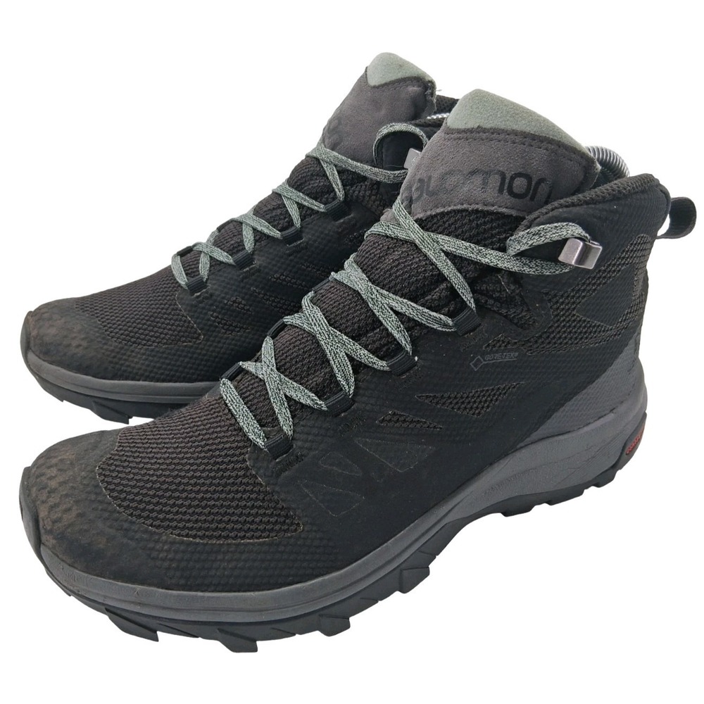 Salomon Outline Mid GTX Shoes Womens Size 7.5 Black Waterproof Hiking Trail